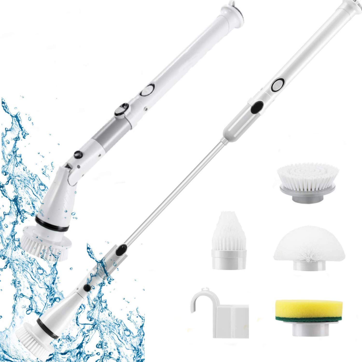 お風呂掃除 ブラシ 電動お掃除ブラシ バスポリッシャー  充電式 電動ブラシ  掃除グッズ 無線操作 長さ伸縮可能   両親へのプレゼント - 画像 (1)