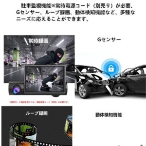 ドライブレコーダー 前後カメラ 車内外同時録画 1080PフルHD  GPS搭載 内蔵wifi 【32GBSカード付】 - 画像 (7)