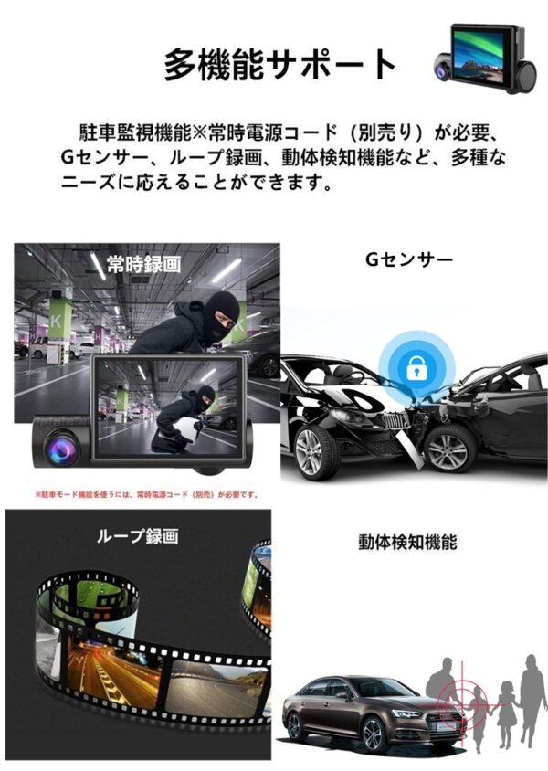 ドライブレコーダー 前後カメラ 車内外同時録画 1080PフルHD  GPS搭載 内蔵wifi 【32GBSカード付】