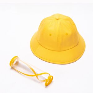 スクールハット　スクールキャップ 　フェイスカバー付　取り外し可能　通学  帽子  黄色 - 画像 (2)