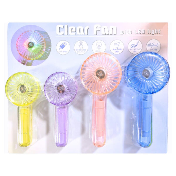 Life on Products クリアファン LEDライト付 アソートセット 4個入り HOE-M181風量調節:3段階 リズムモード有 夏 熱中症対策 便利グッズ 旅行先 暑さ対策 実用的 プレゼント