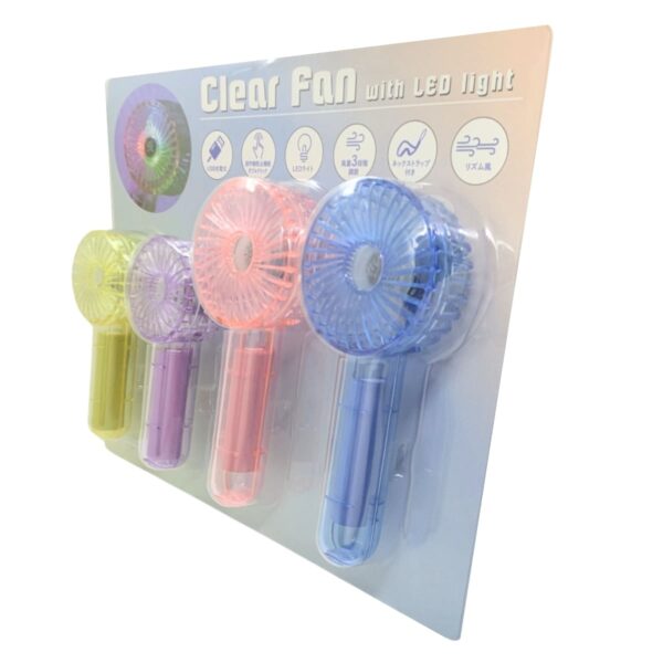 Life on Products クリアファン LEDライト付 アソートセット 4個入り HOE-M181風量調節:3段階 リズムモード有 夏 熱中症対策 便利グッズ 旅行先 暑さ対策 実用的 プレゼント