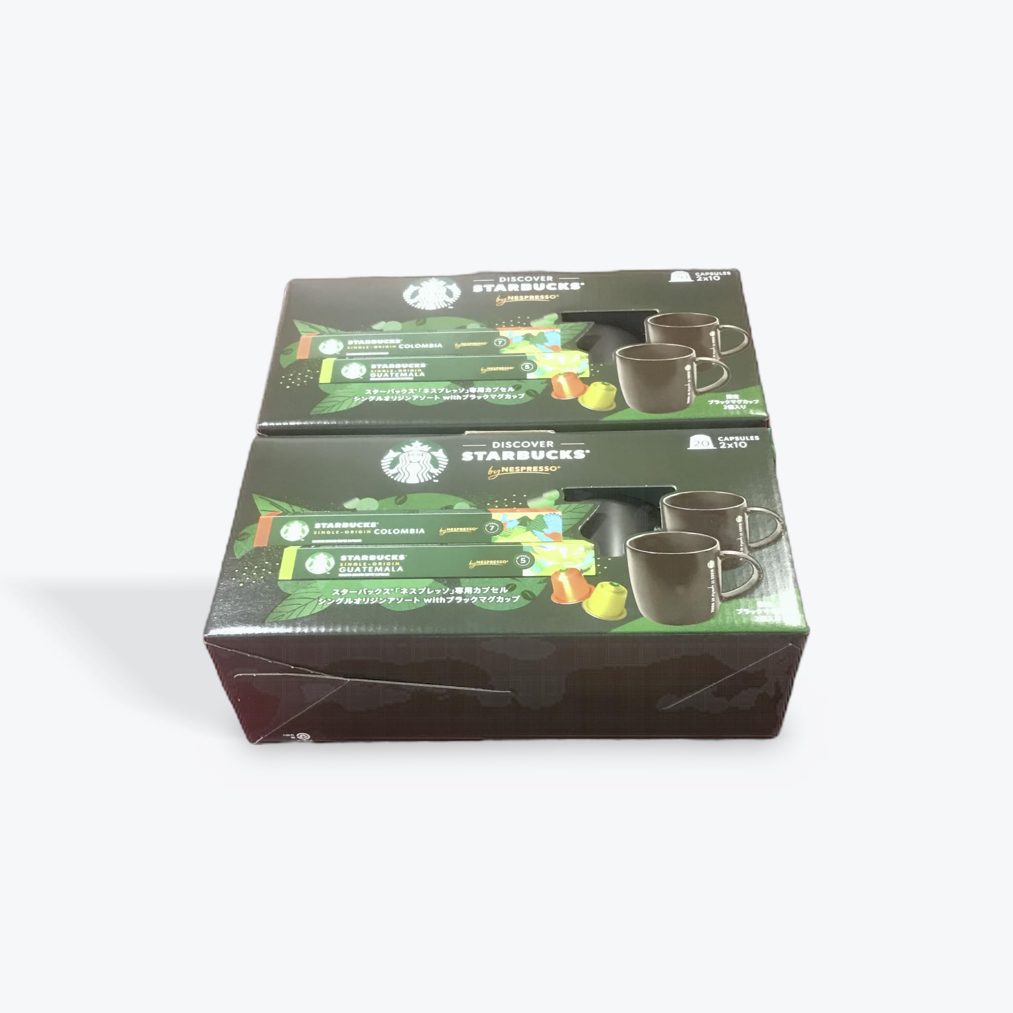 コストコ Starbucks エスプレッソカプセル コロンビア＆グアテマラ アソート, ブラックマグカップ2個付き, 20カプセル - 画像 (1)
