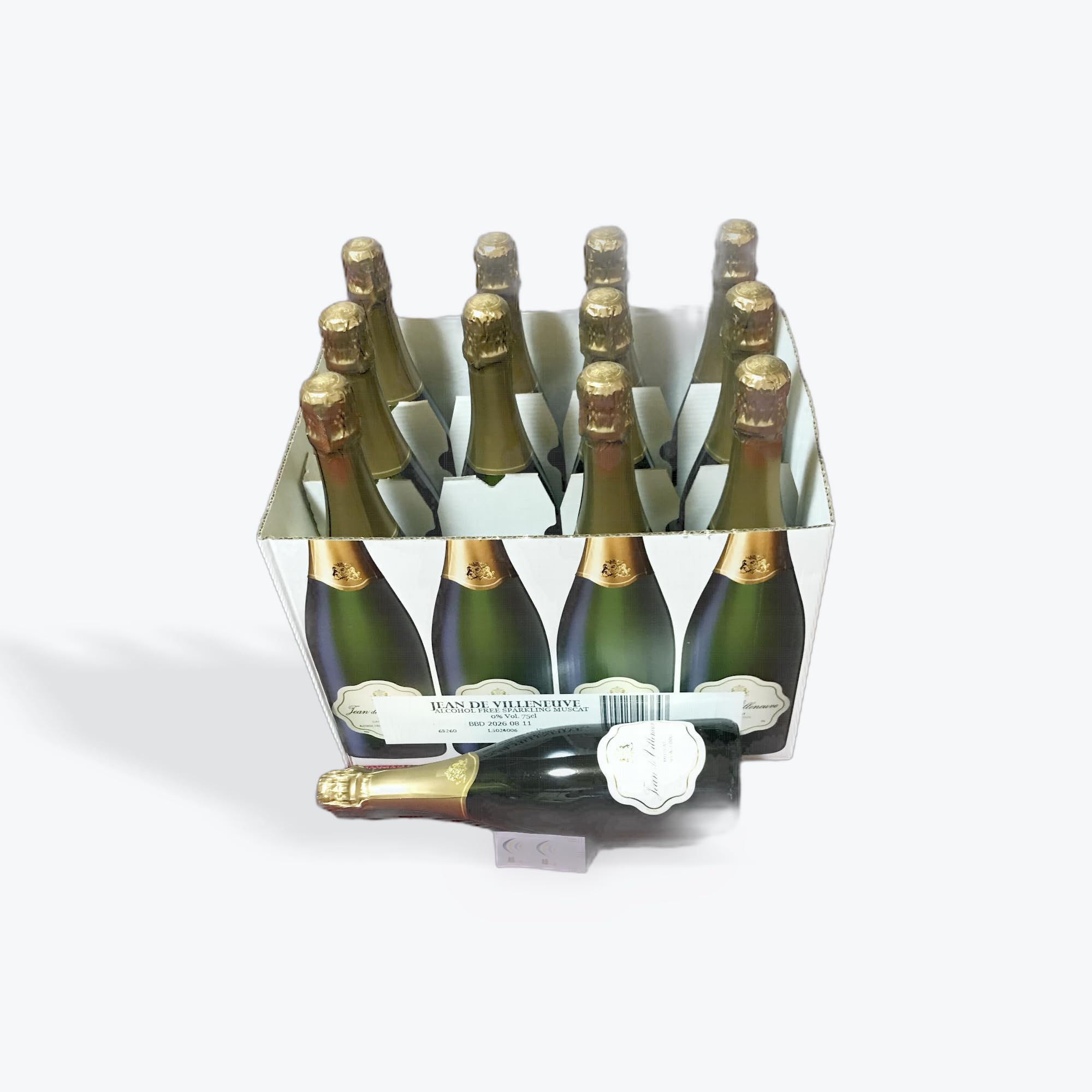 ジャン ドゥ ヴィルヌーヴ ノンアルコール スパークリングワイン, ミュスカ, 750ml×12本セット, フランス産 - 画像 (1)