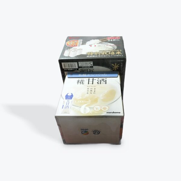 コストコ 特別栽培米 こしひかり 低温製法米 180g × 24個セット, 甘酒 1000ml × 6本入り 2セット