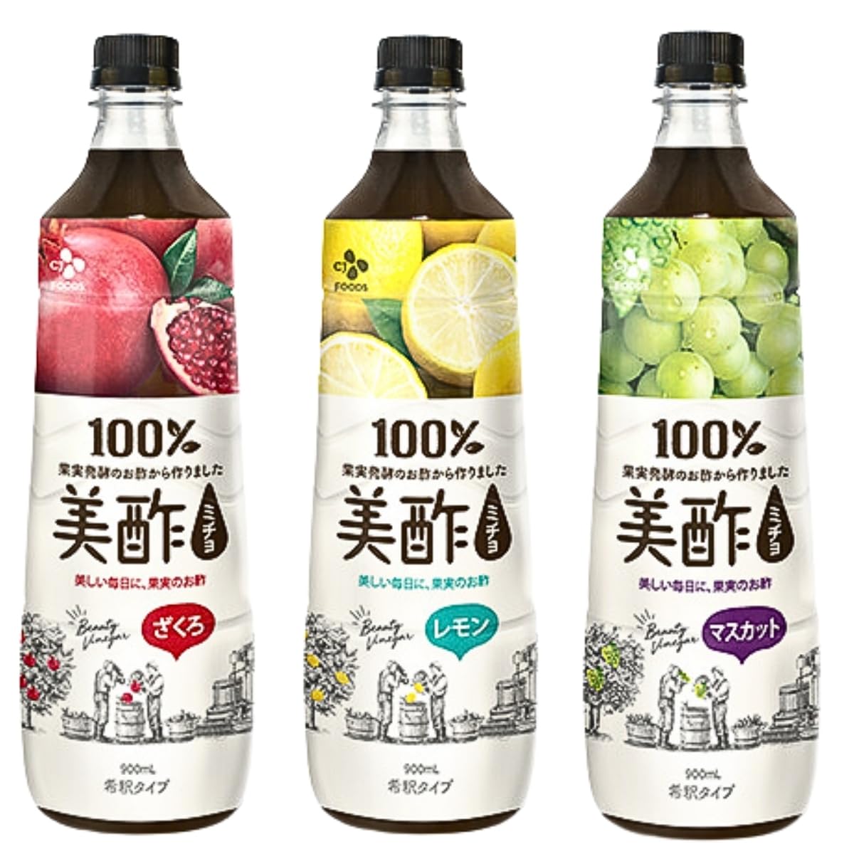 美酢 ミチョ フルーツ酢 バラエティセット, ざくろ・レモン・マスカット, 3本セット, 100%果実発酵 - 画像 (4)