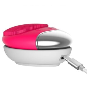 洗顔ブラシ 竹炭音波洗顔器 多機能 導入器 超音波 振動 毛穴ケア クレンジング キット シリコーン充電式 USB充電 防水 肌に優しい (ピンク) - 画像 (1)