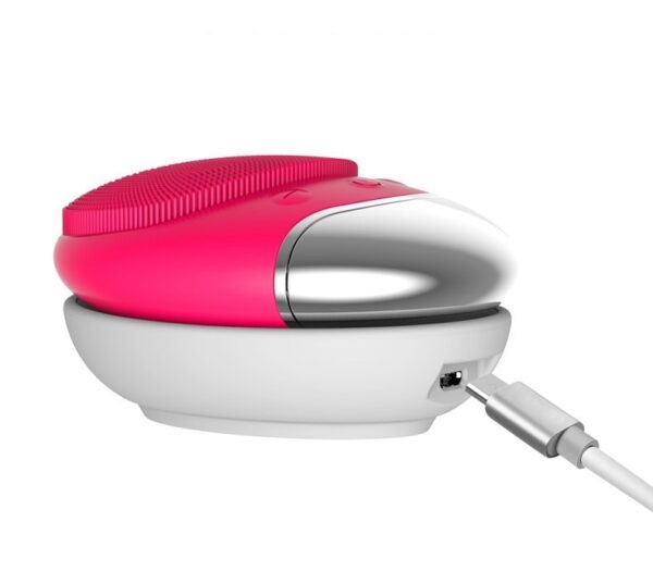 洗顔ブラシ 竹炭音波洗顔器 多機能 導入器 超音波 振動 毛穴ケア クレンジング キット シリコーン充電式 USB充電 防水 肌に優しい (ピンク)