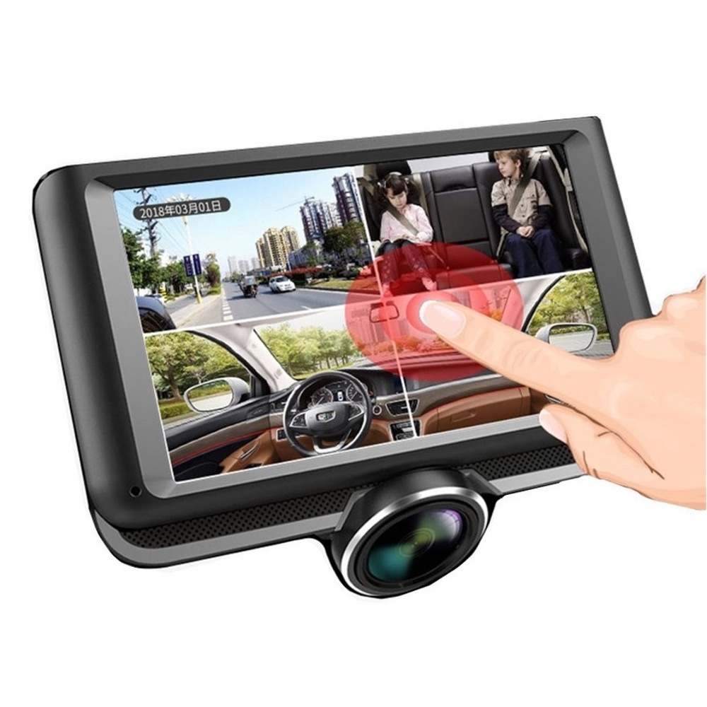 ドライブレコーダー24時間駐車監視  車載前後カメラ 同時録画　360度全方位録画　日本語操作　タッチ画面操作簡単　あおり運転防止 - 画像 (1)