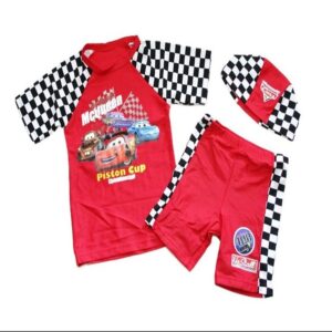 水着 男の子 ラッシュガード キャップ パンツ 3点セット カーズ柄 サイズM/L - 画像 (1)