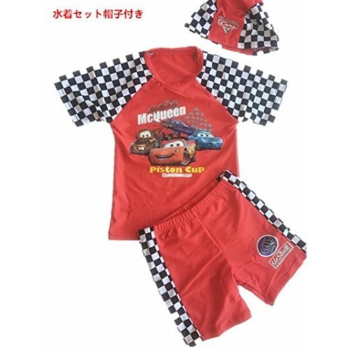 水着 男の子 ラッシュガード キャップ パンツ 3点セット カーズ柄 サイズM/L