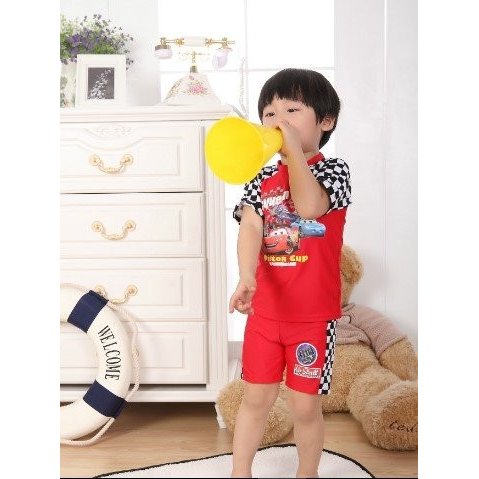 水着 男の子 ラッシュガード キャップ パンツ 3点セット カーズ柄 サイズM/L