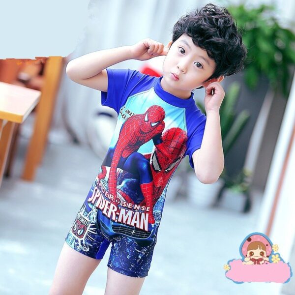 子供 水着 男の子 日焼け止め 紫外線カット ラッシュガード 半袖 連体水着 学校用水着 ボイーズ スーパーマン柄 S/M/Lサイズ