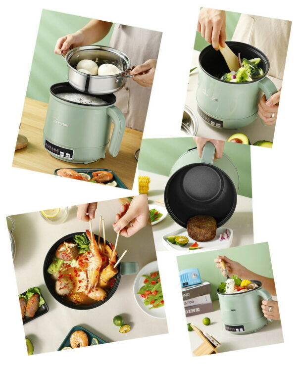 生活 キッチン家電 多機能小型電気ポット スロークッカー ポット 多機能 電気鍋 クッキング 鍋 炊飯 蒸し 1-2人 クッカー クッキングケトル ホワイト キッチン用品 調理 ※パッケージについて(海外から輸送される際の潰れ、キズ、梱包テープが貼られてられております)