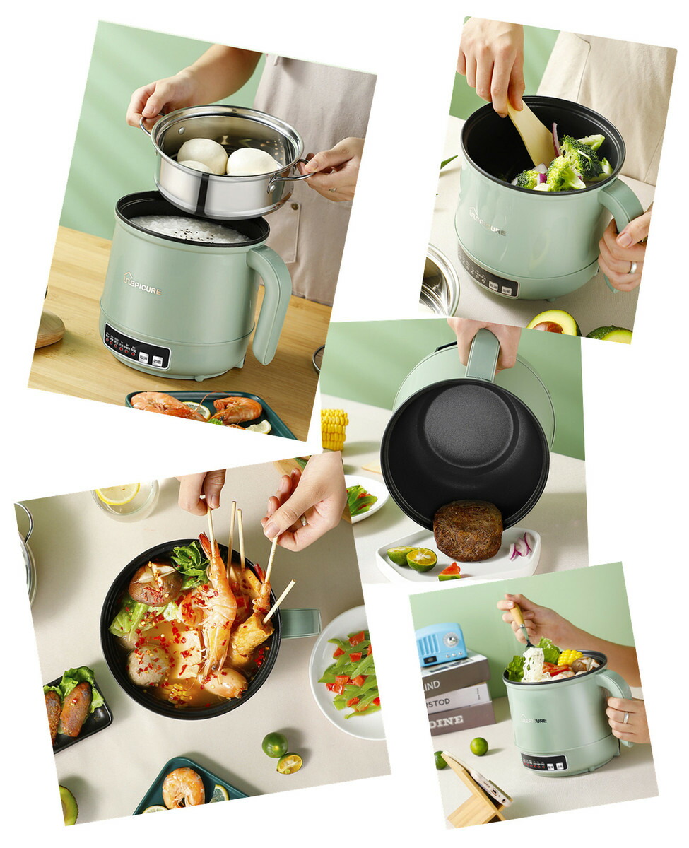 生活 キッチン家電 多機能小型電気ポット  スロークッカー ポット 多機能 電気鍋 クッキング 鍋 炊飯 蒸し 1-2人 クッカー クッキングケトル ホワイト キッチン用品 調理 ※パッケージについて(海外から輸送される際の潰れ、キズ、梱包テープが貼られてられております) - 画像 (4)