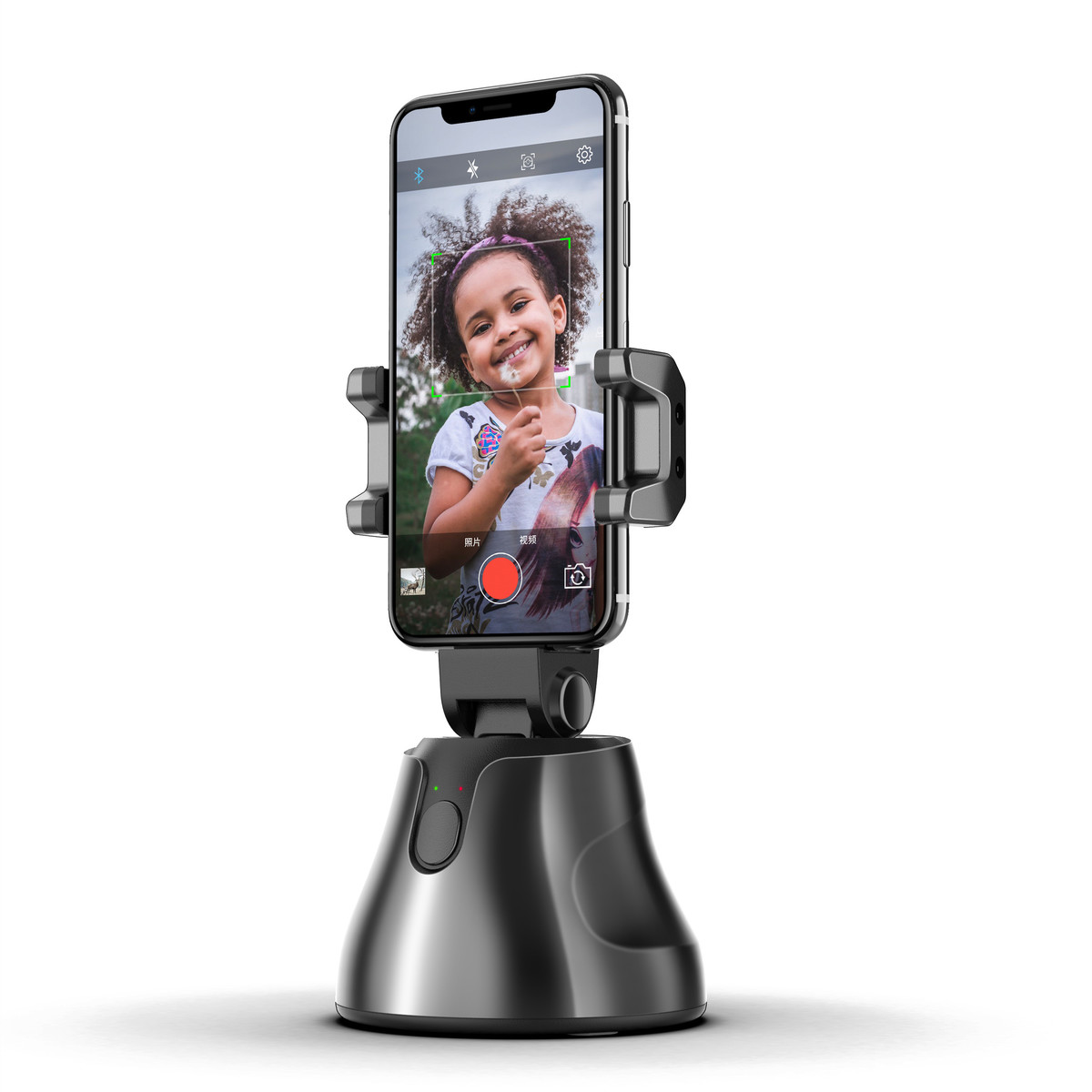 360°回転カメラ オブジェクト追跡 自動追跡機能 顔追跡ホルダー iPhone/Android対応 1/4スレッド三脚取り付け可能 実用的 父の日 プレゼント - 画像 (1)