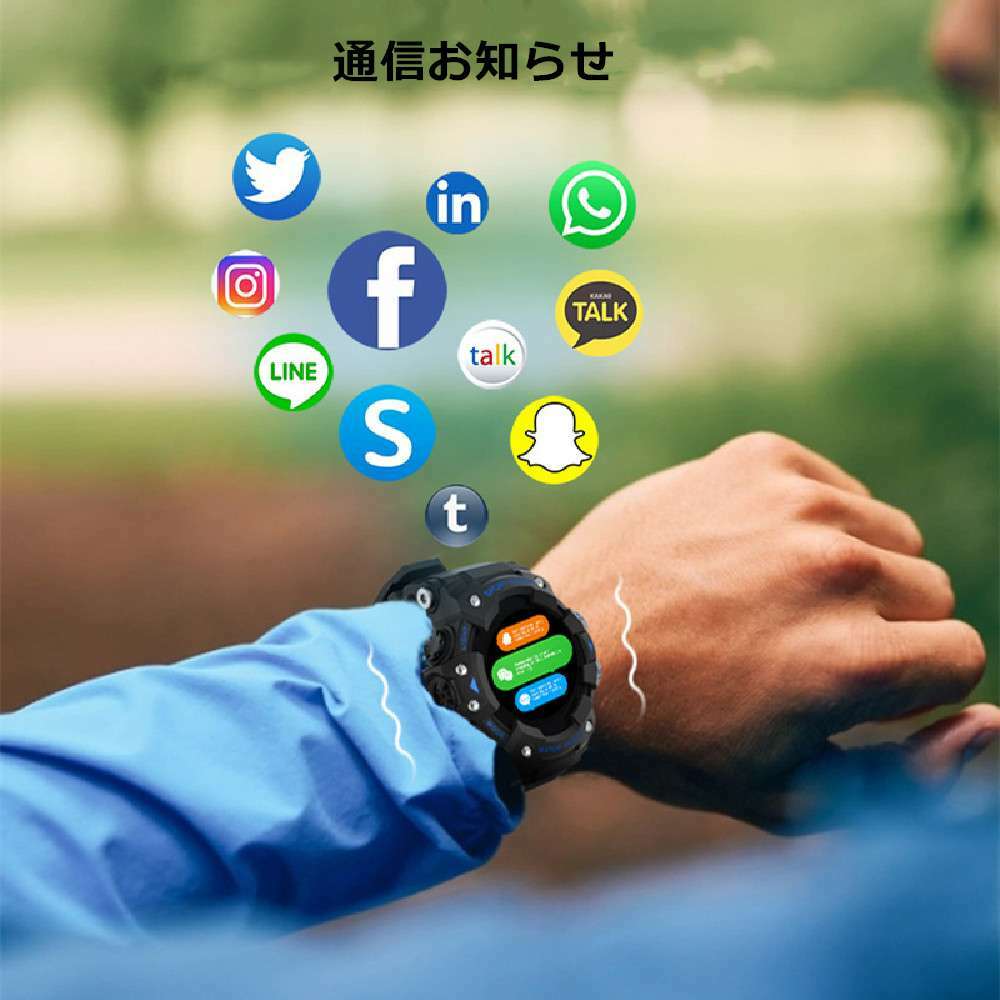 SPORT WATCH(スポーツウォッチ) スマートウォッチ 活動量計 歩数計 腕時計 来電通知 着信通知 長い待機時間 多種類文字盤 天気予報 目覚まし時計 音楽再生 長持ちバッテリー Line Facebook 通知 サイズ:49×49(mm)  厚み:12.5(mm)  ベルト:132-200(mm) - 画像 (3)