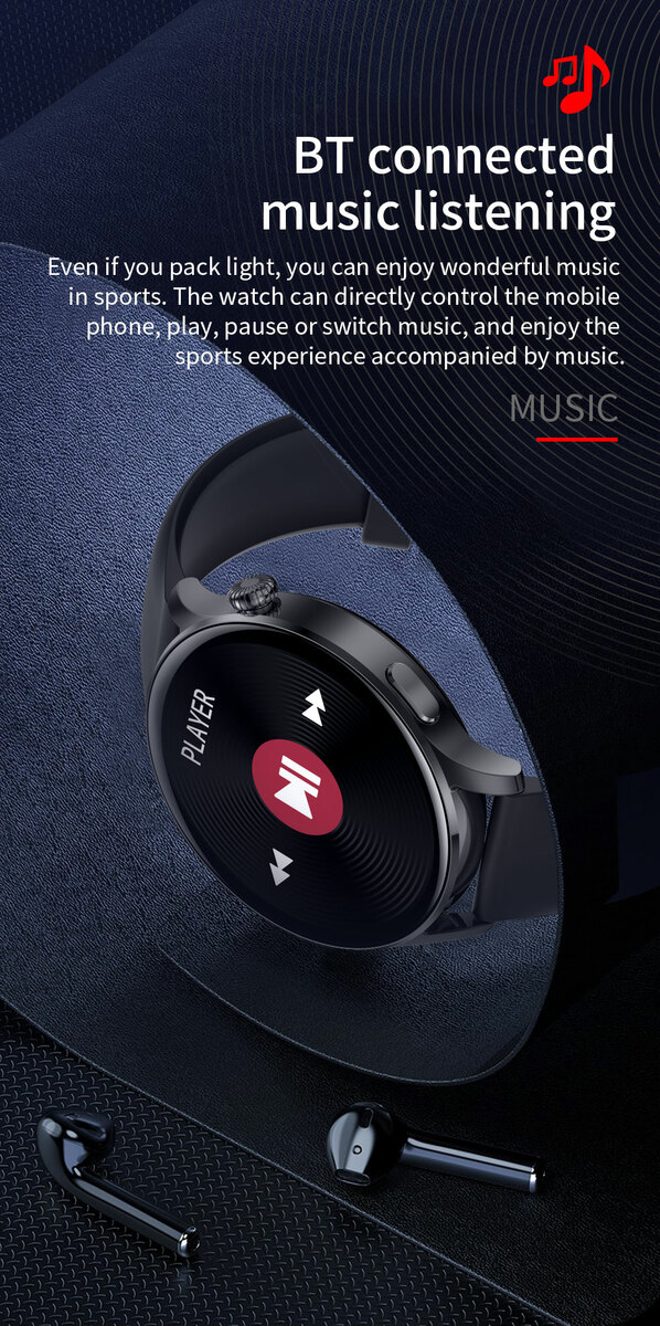 スマート ウォッチ AK37 24時間 活動量計 画面 1.28インチ LCDカラースクリーン システムサポート:IOS 9.0 以降および Android 4.4 以降 バッテリー容量:210mAh  IP67防水 サポート言語:日本語対応