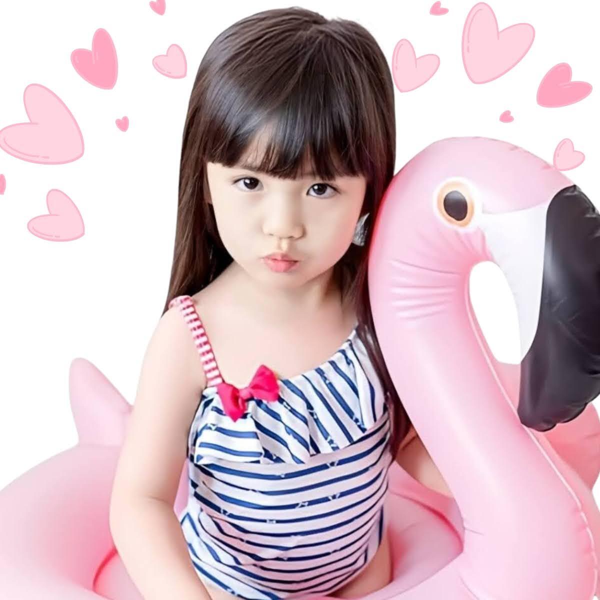 キッズ水着 女の子 帽子付 ストライプ柄 縞 ボーダー オールインワンタイプ デザイン×サイズ ガールズ レッド ブルー サイズ 身長 100cm, 110cm こどもの日 プレゼント - 画像 (3)