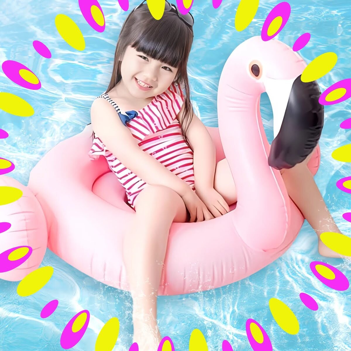 キッズ水着 女の子 帽子付 ストライプ柄 縞 ボーダー オールインワンタイプ デザイン×サイズ ガールズ レッド ブルー サイズ 身長 100cm, 110cm こどもの日 プレゼント - 画像 (4)