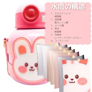スポーツ 運動会  かわいい 子ども用 水筒 500ML 幼稚園 低学年 酸化と腐食に強い 316ステンレス 子供 水筒 入園 入学 通園 通学 こどもの日 プレゼント 夏 熱中症対策 ビーチ プールに - 画像 (3)