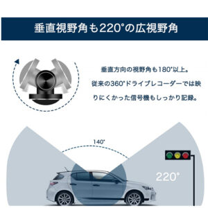 ミラー型ドライブレコーダー360°カメラ搭載 1200万画素 高画質 駐車監視 G-Sensor 32GBカード付属 日本語取扱説明書 - 画像 (4)