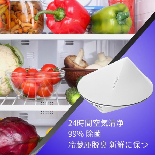 ミニ オゾン脱臭機 除菌機 STAROOAIR 型番:X1 ダニ 除去 清浄機 除菌 ワードローブ浄化 靴のキャビネットの脱臭  冷蔵庫脱臭 新鮮に保つ ホワイト オゾン空気清浄機 サイズ:直径 86×56 mm 範囲:２立方メートル 耐久性と日数:8日間 実用的 父の日 プレゼント