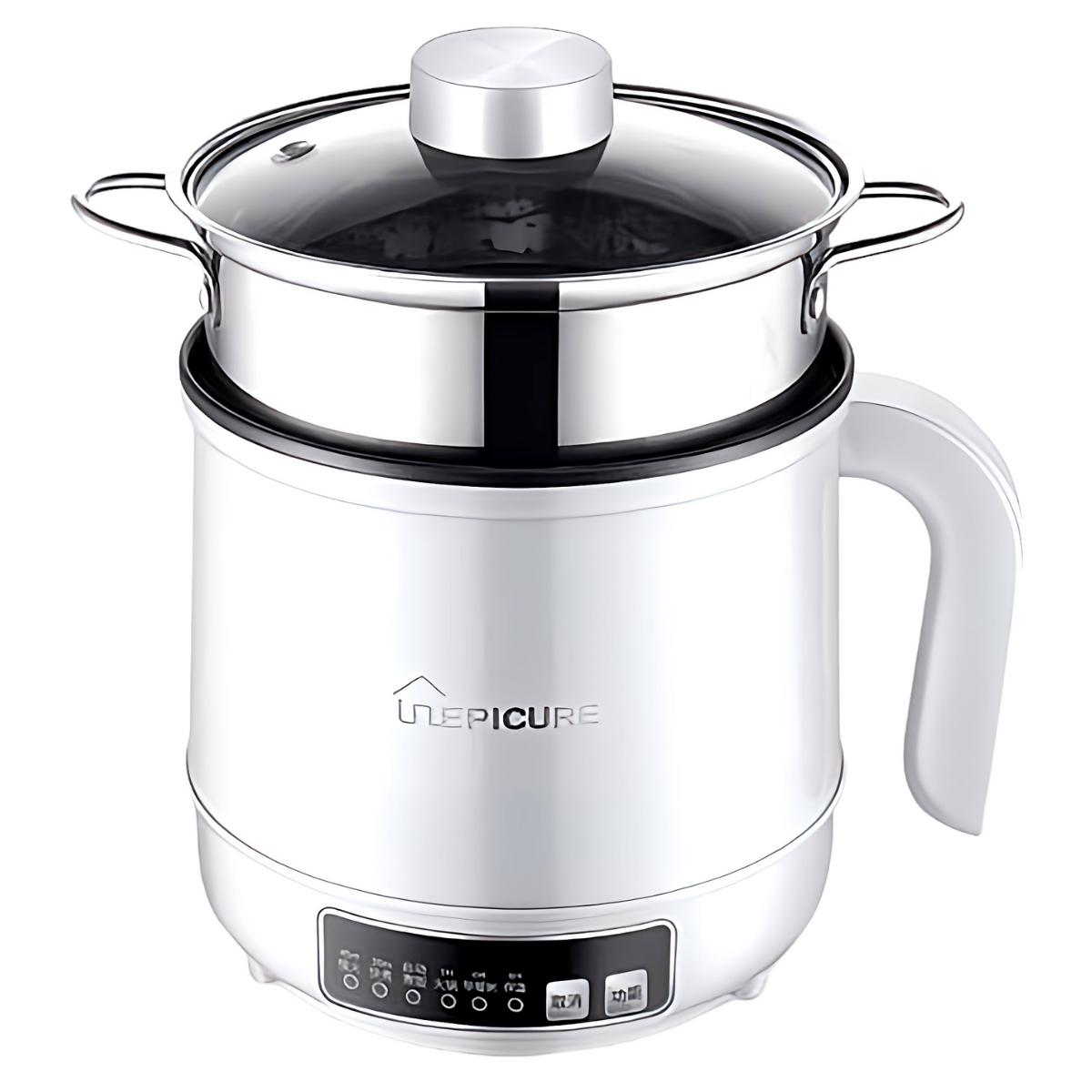 生活 キッチン家電 多機能小型電気ポット  スロークッカー ポット 多機能 電気鍋 クッキング 鍋 炊飯 蒸し 1-2人 クッカー クッキングケトル ホワイト キッチン用品 調理 ※パッケージについて(海外から輸送される際の潰れ、キズ、梱包テープが貼られてられております) - 画像 (2)