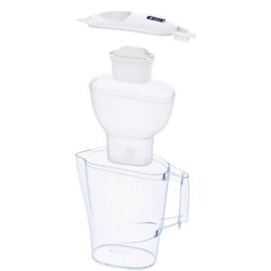 ブリタ ポット型 浄水器 アルーナ 容量2.4L カートリッジ4個付き ろ過水容量1.25L  液晶メモ (交換目安:1日5.3L で4週間 ) 型番:KBALCW4M  サイズ(mm) : 奥行100 横幅249 高さ260mm 実用的 母の日 父の日 プレゼント - 画像 (5)