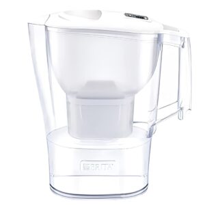 ブリタ ポット型 浄水器 アルーナ 容量2.4L カートリッジ4個付き ろ過水容量1.25L  液晶メモ (交換目安:1日5.3L で4週間 ) 型番:KBALCW4M  サイズ(mm) : 奥行100 横幅249 高さ260mm 実用的 母の日 父の日 プレゼント - 画像 (3)