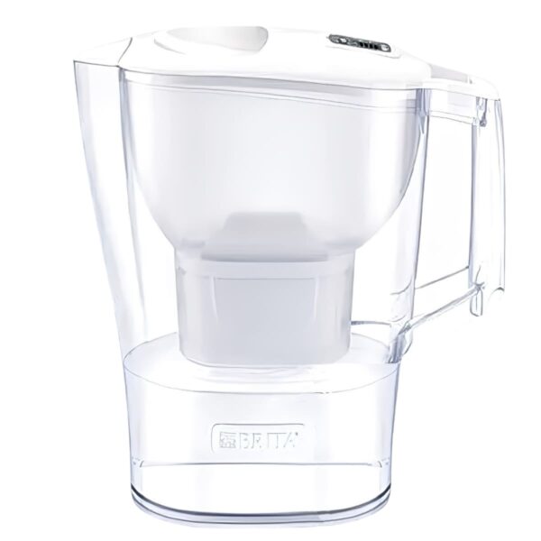 ブリタ ポット型 浄水器 アルーナ 容量2.4L カートリッジ4個付き ろ過水容量1.25L 液晶メモ (交換目安:1日5.3L で4週間 ) 型番:KBALCW4M サイズ(mm) : 奥行100 横幅249 高さ260mm 実用的 母の日 父の日 プレゼント