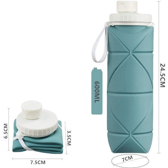 *最新型* 折りたたみ ボトル 水筒 600ML シリコン ウォーター 携帯用 スポーツ 登山 防水 耐熱 漏れ防止 3色