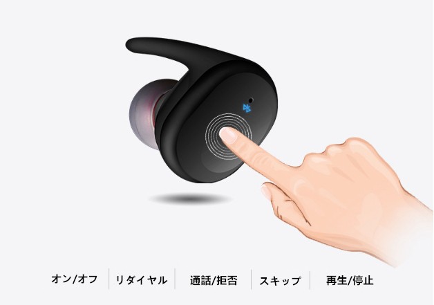 完全ワイヤレスイヤホン  スポーツイヤホン 左右分離型 片耳・両耳とも対応　高音質 防水防滴仕様 充電式収納ケース　 - 画像 (6)