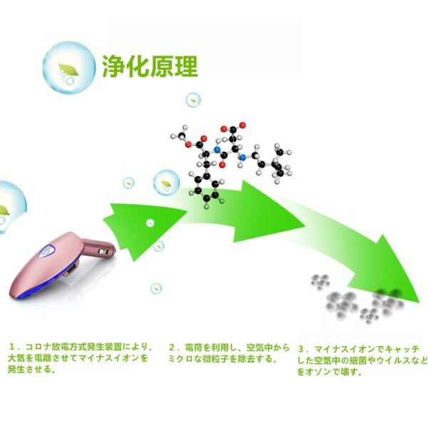 車載空気清浄器 イオン発生器 脱臭機 除菌消臭 シガーソケット取り付け型 2USBポート付 12V車専用