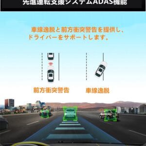 【最新アップグレード版】ドライブレコーダー 赤外線照射機能 車内外同時録画  ADAS機能 wifi搭載 WDR 駐車監視 常時録画 動体検知 32Gカード付き - 画像 (5)