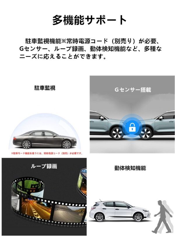 【最新アップグレード版】ドライブレコーダー 赤外線照射機能 車内外同時録画  ADAS機能 wifi搭載 WDR 駐車監視 常時録画 動体検知 32Gカード付き
