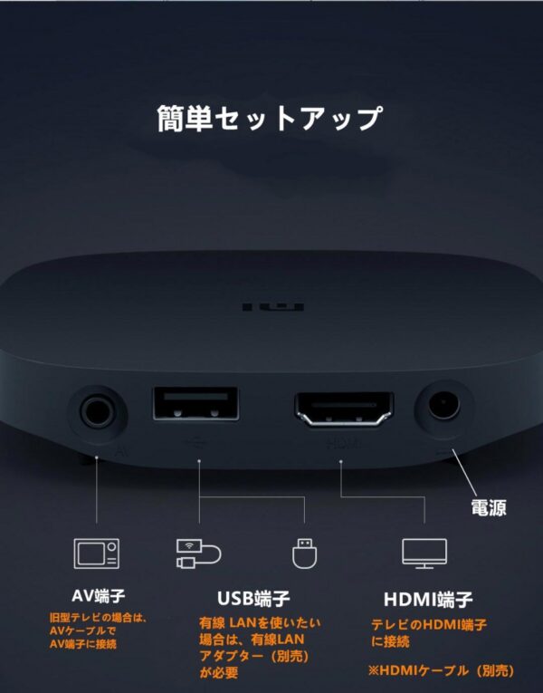 【2019年登場】オリジナルセット Xiaomi Box 4SE + USB ＋ HDMI ケーブル  小米盒子4SE 中国境内テレビの番組と映画と現場放送と海外映画が見えます。