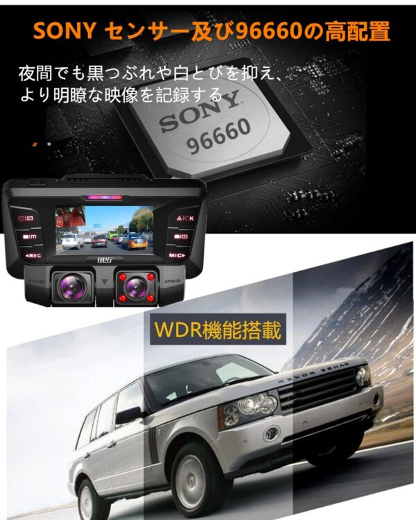 ドライブレコーダー 4K 前後カメラ 500万画素 170° 広視野角 SONY 車載カメラ 駐車監視 Gセンサー 衝撃録画 動体検知 WDR 機能搭載 GPS内蔵 LED信号対応 暗視機能 常時録画 音声記録 32GBカード付属