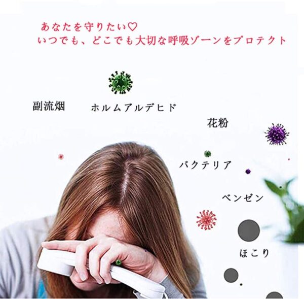 パーソナル空気清浄機 小型ポータブル イオン発生器 携帯型 首かけ  ウイルス除去 PM2.5除去率96％ 大人 妊婦 子供 赤ちゃん 静音 USB充電式 個人用空気清浄器 3色