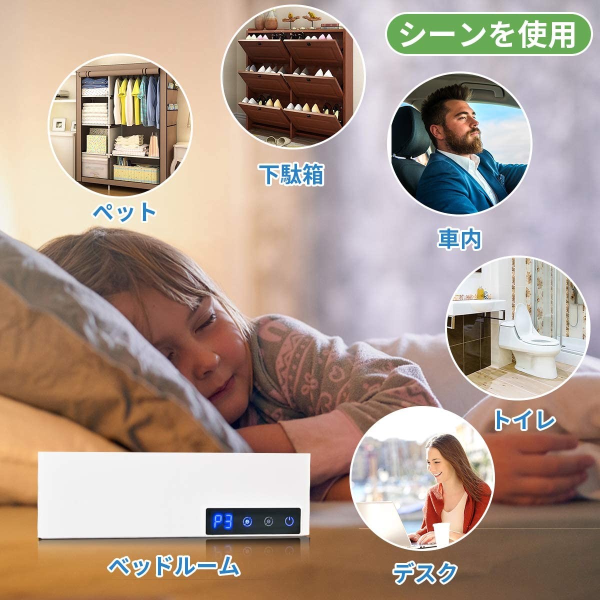 脱臭機 オゾン脱臭機 2020最新版 3-20畳対応 ミニ空気清浄機 小型脱臭機 オゾン発生器 マイナスイオン搭載 フィルター交換不要 消臭  省エネ 静音 - 画像 (7)