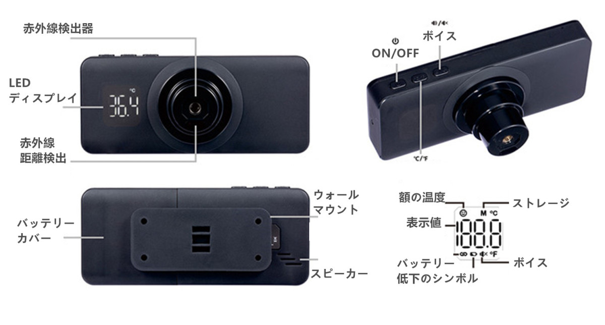 2020新型 ミニ非接触体温計 壁掛け赤外線 体温計 自動測定 1秒高速検温 小型 非接触式 発熱アラーム 高精度 会社 学校 自動反応温度計 - 画像 (7)