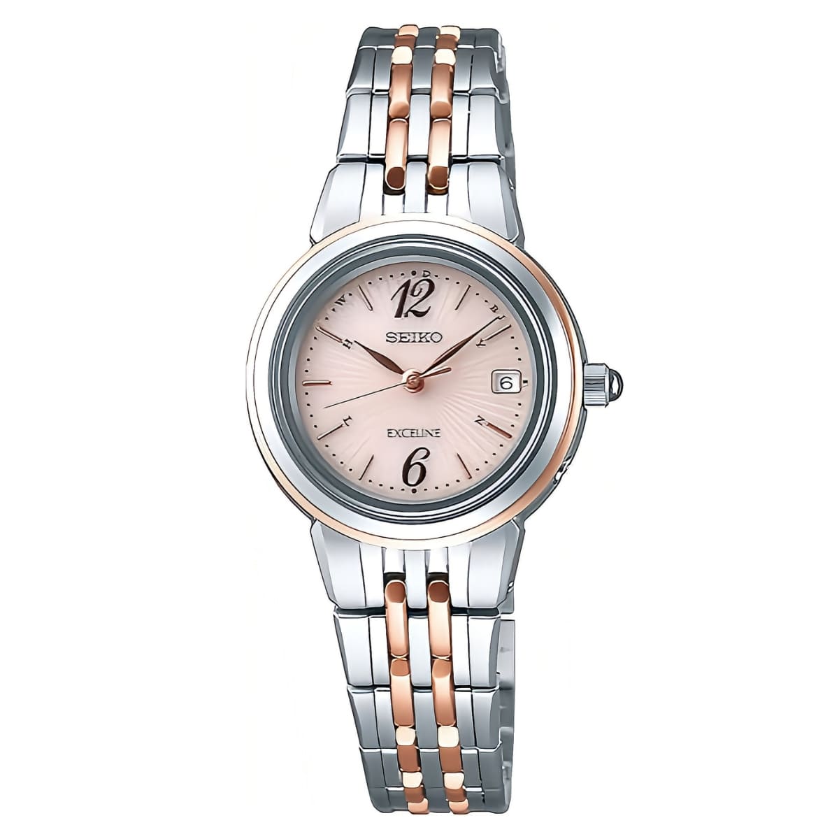 エクセリーヌ SWCW056 ピンクダイヤル ソーラー電波修正 女性用 軽量 チタンバンド - 画像 (10)