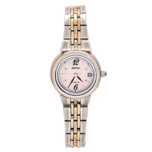 エクセリーヌ SWCW056 ピンクダイヤル ソーラー電波修正 女性用 軽量 チタンバンド - 画像 (1)