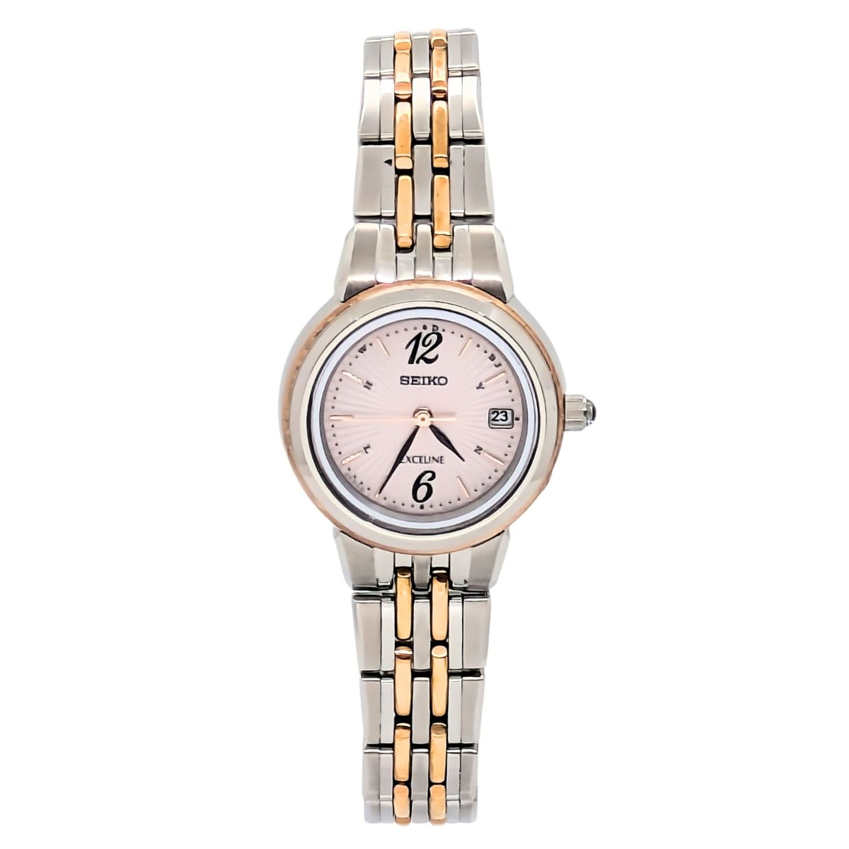 エクセリーヌ SWCW056 ピンクダイヤル ソーラー電波修正 女性用 軽量 チタンバンド - 画像 (1)