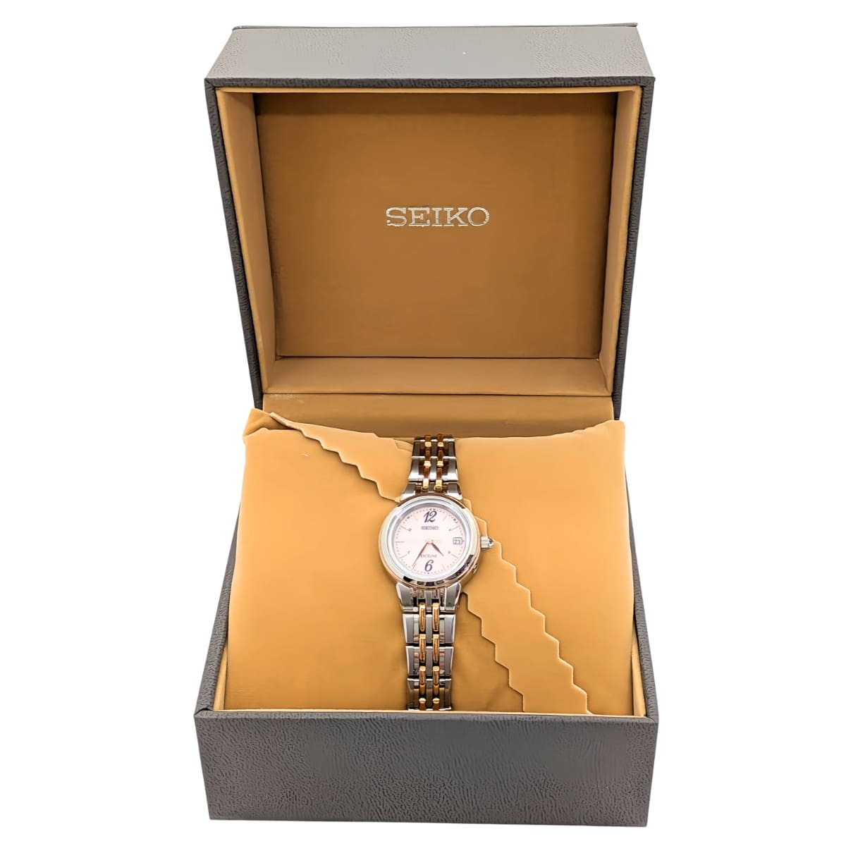 エクセリーヌ SWCW056 ピンクダイヤル ソーラー電波修正 女性用 軽量 チタンバンド - 画像 (8)