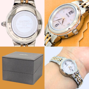 エクセリーヌ SWCW056 ピンクダイヤル ソーラー電波修正 女性用 軽量 チタンバンド - 画像 (6)