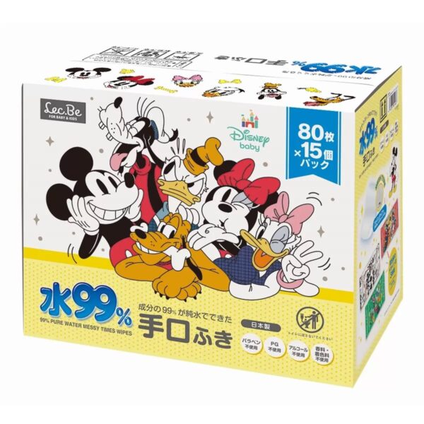 【化粧水類】レック 赤ちゃんの手口ふき ウェットテッシュ 成分の99％が純水 限りなく水に近い 手口ふき パラベン・ＰＧ・アルコール・香料・着色料不使用 80 枚入x15個（1200枚）シートサイズ:180ｘ140 ｍｍ E01271 日本製 製造販売元:アイプラス
