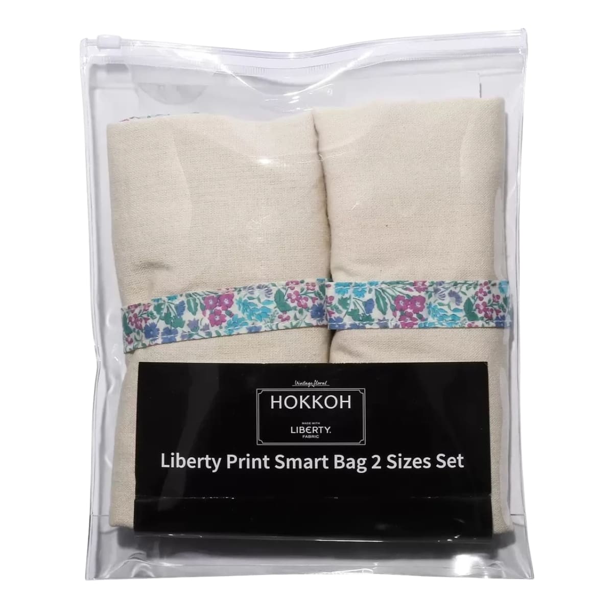 HOKKOH × LIBERTY リバティプリント エコバッグ 大小 2枚セット 華やかで普段使いにも大サイズ 約横49cm × 縦70cm 耐荷重 約15kg  小サイズ 約 横34cm × 縦 54cm 耐荷重 約9kg #47400 実用的 母の日 プレゼント バック トートバック ハンドバック - 画像 (2)
