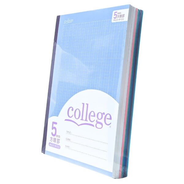 ノート College 方眼ノート 表紙5色 × 2冊の10冊パック B5サイズ(タテ252mm ヨコ179mm)5mm方眼 中心リーダー入り科目シール付き 大学ノート #60132 学生 学用品 ノート まとめ買い ストック B5 方眼 カラフル 入学準備 文房具 事務用品