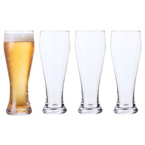 KING CRYSTAL(キングクリスタル) ピルスナー ビアーグラスセット 4個パック 冷たい飲み物用 容量:530ml サイズ:21.5×7.9cm 食器洗い機対応  無鉛 中国製 #58492 レーザーカットされた縁で滑らかな口当たり 実用的 母の日 父の日 プレゼント - 画像 (1)